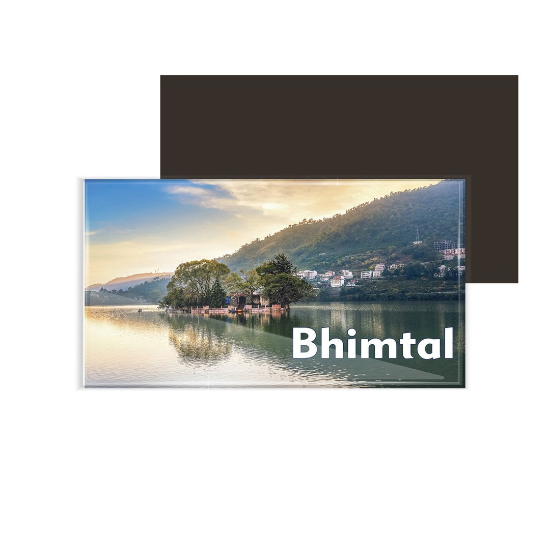 dhcrafts Fridge Magnet Rectangle Acrylic Glass (8.6 x 5.4 cm) Uttarakhand Bhimtal Design Pack of 1