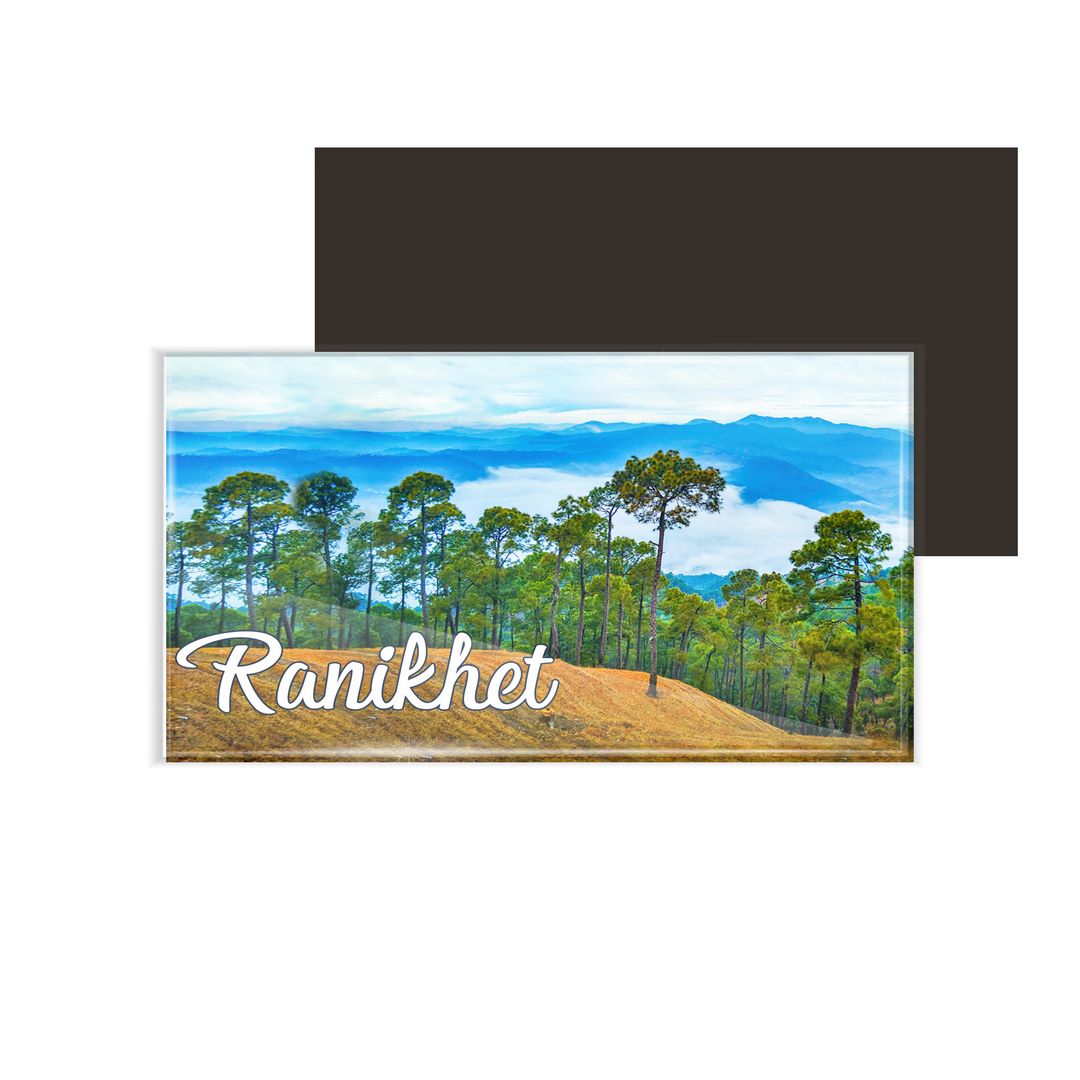 dhcrafts Fridge Magnet Rectangle Acrylic Glass (8.6 x 5.4 cm) Uttarakhand Ranikhet Design Pack of 1