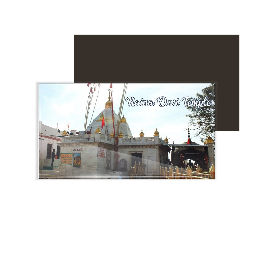 dhcrafts Fridge Magnet Rectangle Acrylic Glass (8.6 x 5.4 cm) Himachal Pradesh Naina Devi Temple Design Pack of 1