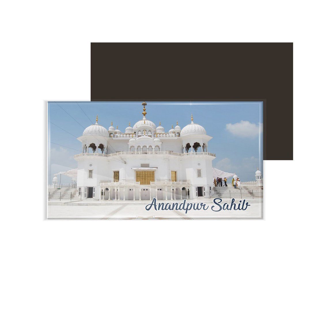 dhcrafts Fridge Magnet Rectangle Acrylic Glass (8.6 x 5.4 cm) Punjab Anandpur Sahib Design Pack of 1