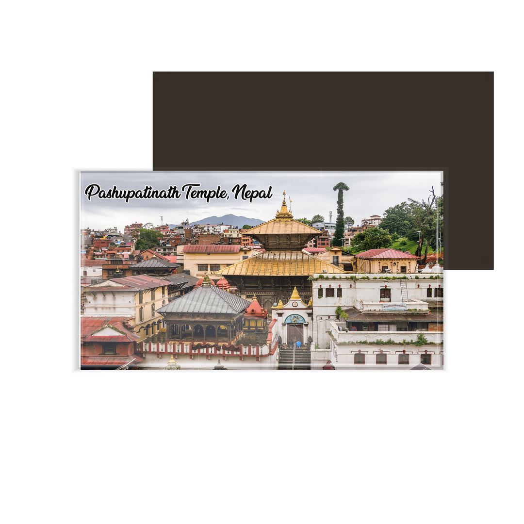 dhcrafts Fridge Magnet Rectangle Acrylic Glass (8.6 x 5.4 cm) Nepal Pashupatinath Temple Design Pack of 1