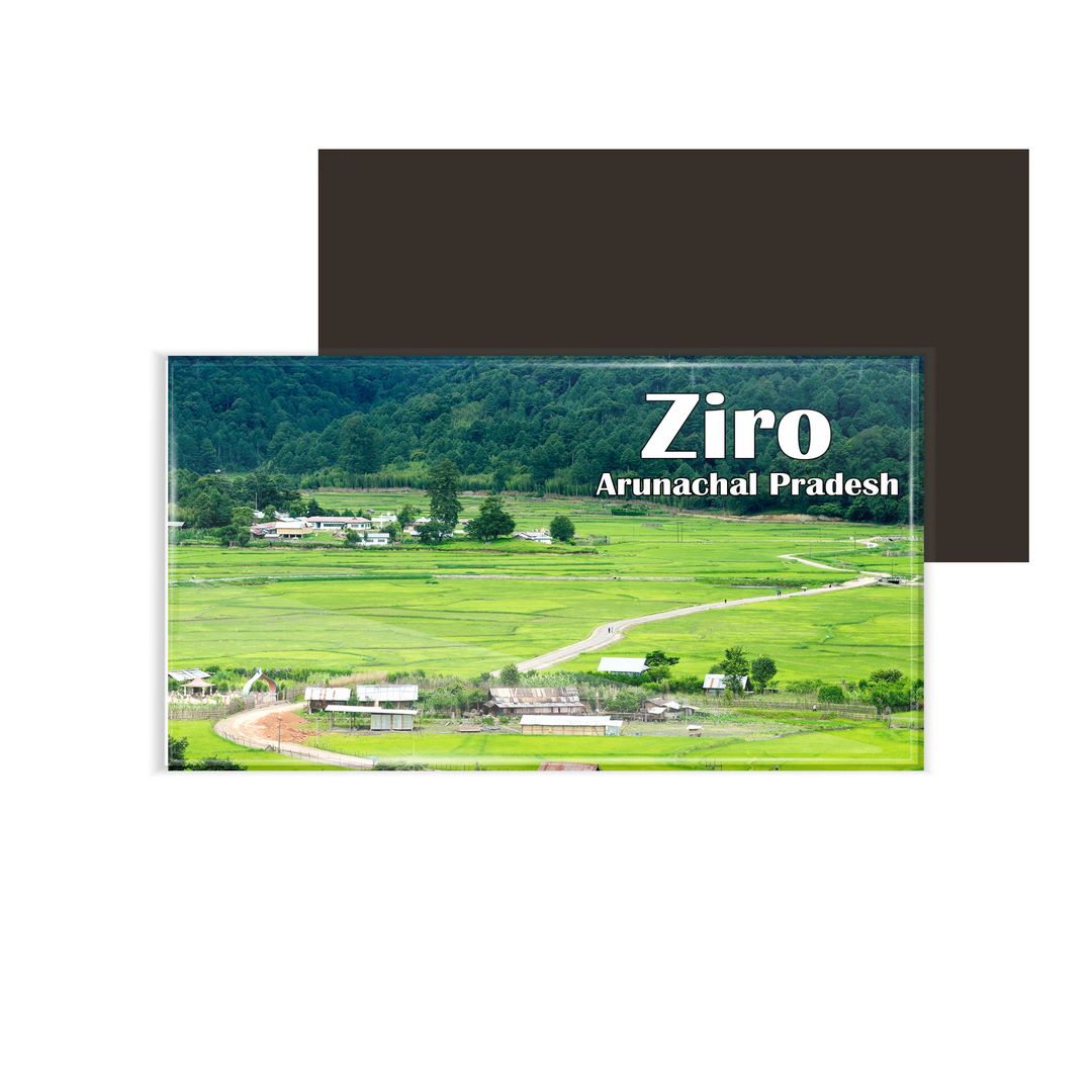 dhcrafts Fridge Magnet Rectangle Acrylic Glass (8.6 x 5.4 cm) Arunachal Pradesh Ziro Design Pack of 1