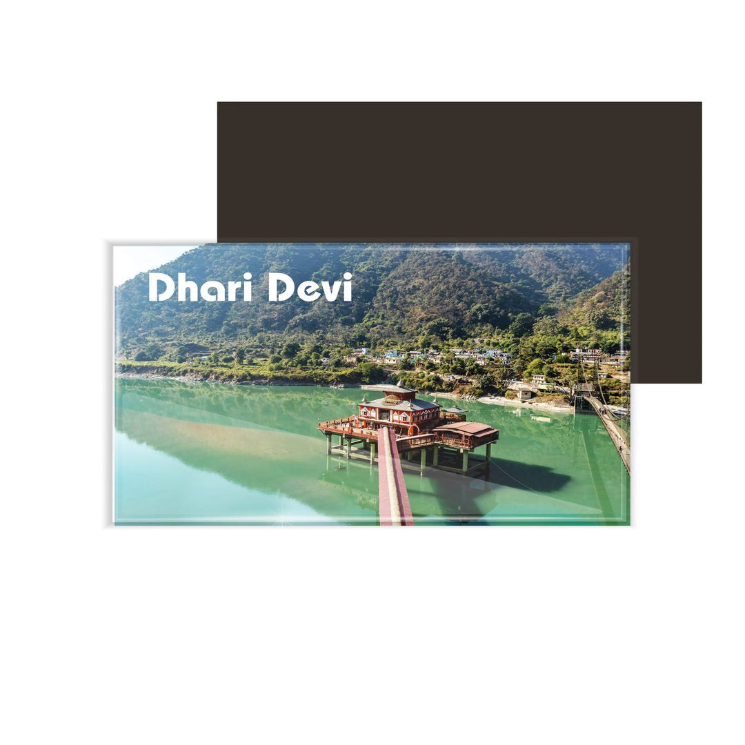 dhcrafts Multicolor Uttarakhand Dhari Devi Design Rectangular Acrylic Fridge Magnet / Magnetic Card Pack of 1 (8.6cm x 5.4cm)