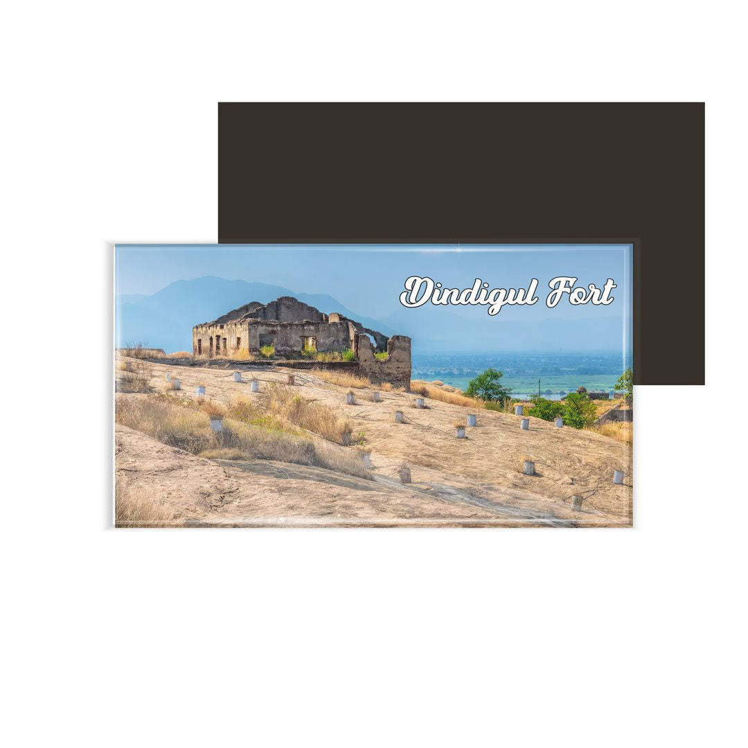 dhcrafts Multicolor Tamil Nadu Dindigul Fort Design Rectangular Acrylic Fridge Magnet / Magnetic Card Pack of 1 (8.6cm x 5.4cm)