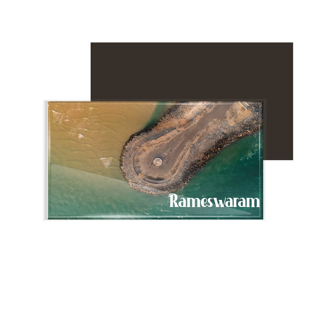 dhcrafts Multicolor Tamil Nadu Rameswaram Design Rectangular Acrylic Fridge Magnet / Magnetic Card Pack of 1 (8.6cm x 5.4cm)