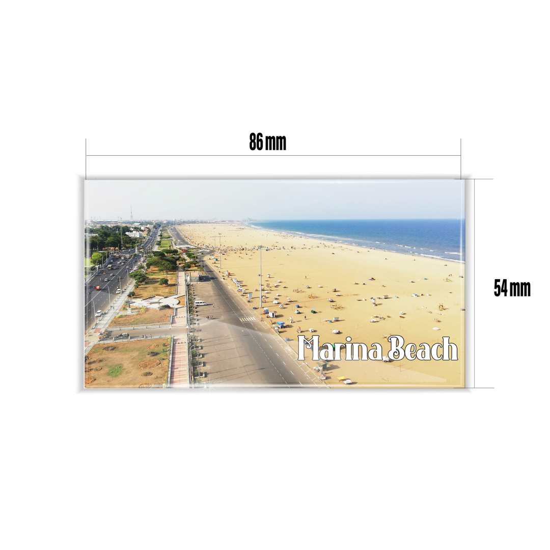 dhcrafts Multicolor Tamil Nadu Marina Beach Design Rectangular Acrylic Fridge Magnet / Magnetic Card Pack of 1 (8.6cm x 5.4cm)