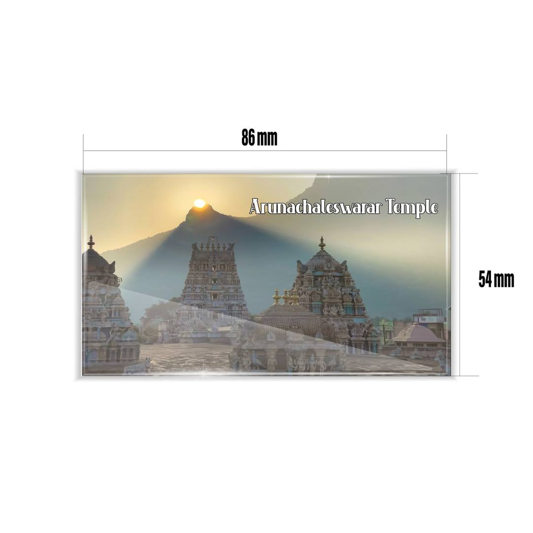 dhcrafts Multicolor Tamil Nadu Arunachalesvara Temple Design Rectangular Acrylic Fridge Magnet / Magnetic Card Pack of 1 (8.6cm x 5.4cm)