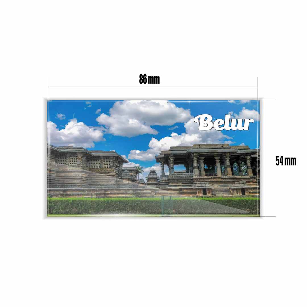 dhcrafts Multicolor Karnataka Belur Design Rectangular Acrylic Fridge Magnet / Magnetic Card Pack of 1 (8.6cm x 5.4cm)