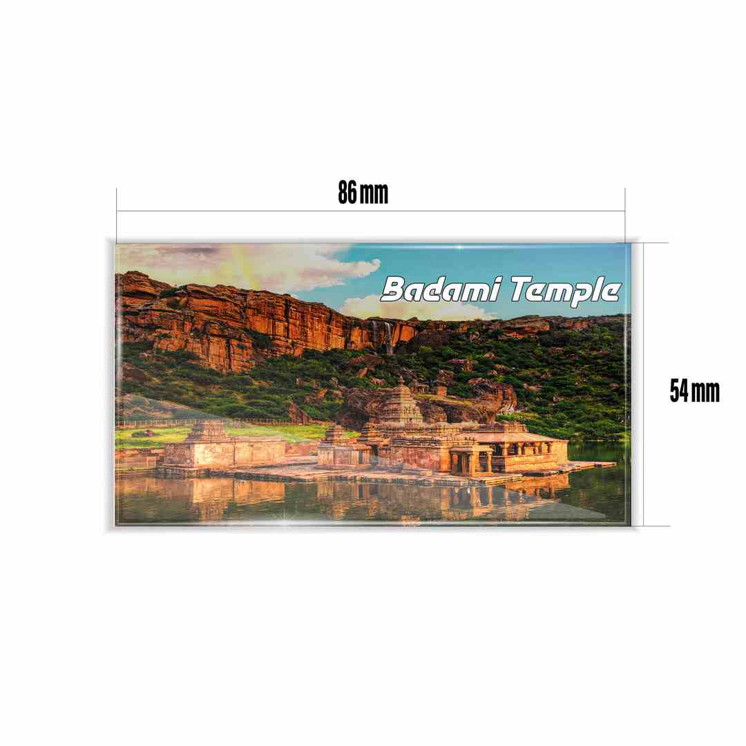 dhcrafts Multicolor Karnataka Halebidu Design Rectangular Acrylic Fridge Magnet / Magnetic Card Pack of 1 (8.6cm x 5.4cm)