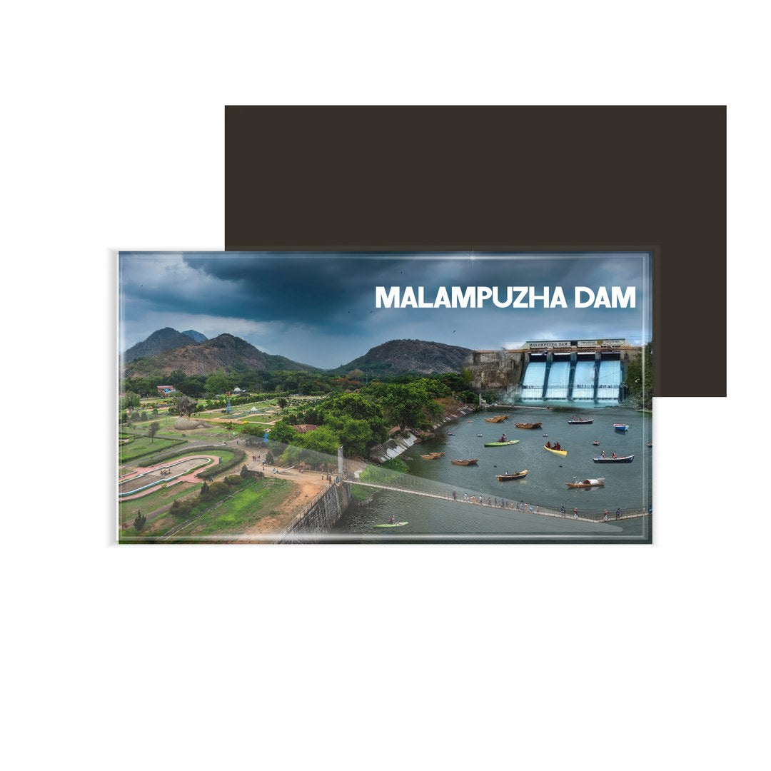 dhcrafts Multicolor Kerala Malampuzha Dam Design Rectangular Acrylic Fridge Magnet / Magnetic Card Pack of 1 (8.6cm x 5.4cm)