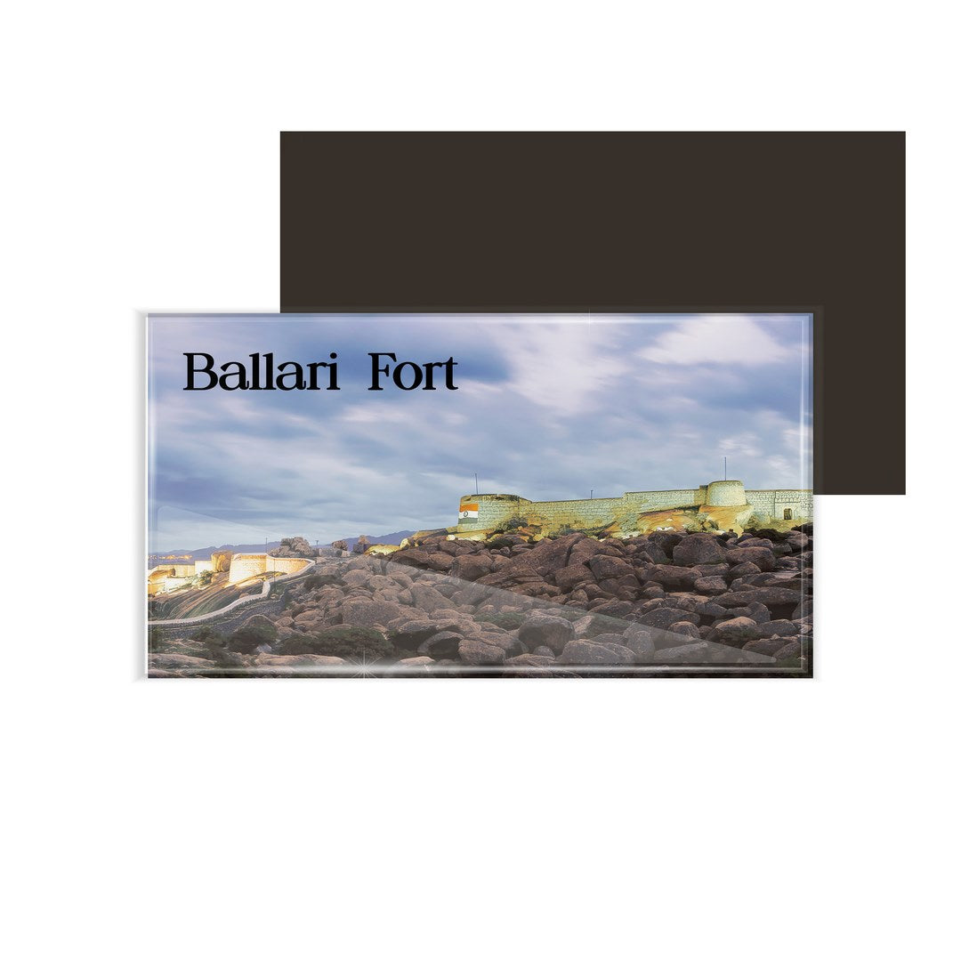 dhcrafts Multicolor Karnataka Ballari Fort Design Rectangular Acrylic Fridge Magnet / Magnetic Card Pack of 1 (8.6cm x 5.4cm)