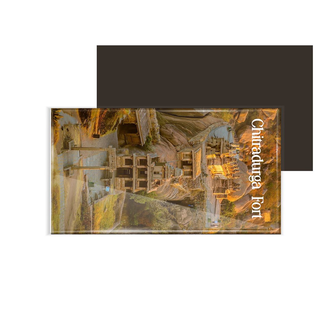 dhcrafts Multicolor Karnataka Chitradurga Fort Design Rectangular Acrylic Fridge Magnet / Magnetic Card Pack of 1 (8.6cm x 5.4cm)