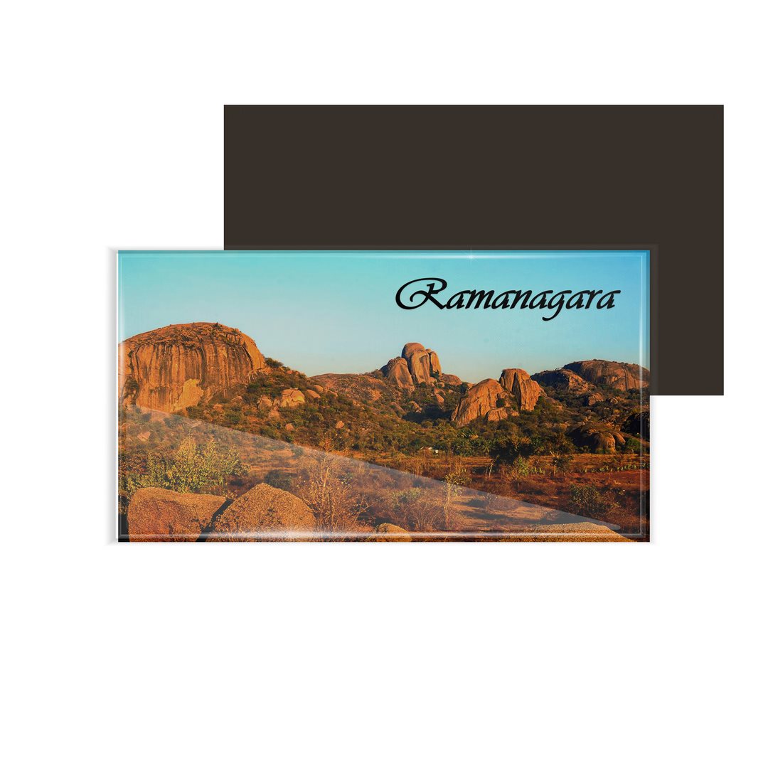 dhcrafts Multicolor Karnataka Ramanagara Design Rectangular Acrylic Fridge Magnet / Magnetic Card Pack of 1 (8.6cm x 5.4cm)