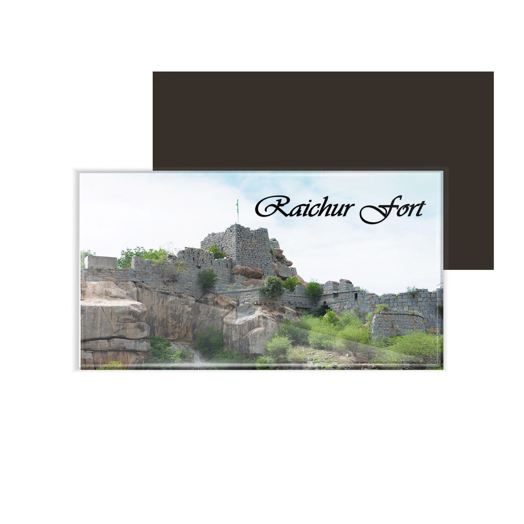 dhcrafts Multicolor Karnataka Raichur Fort Design Rectangular Acrylic Fridge Magnet / Magnetic Card Pack of 1 (8.6cm x 5.4cm)