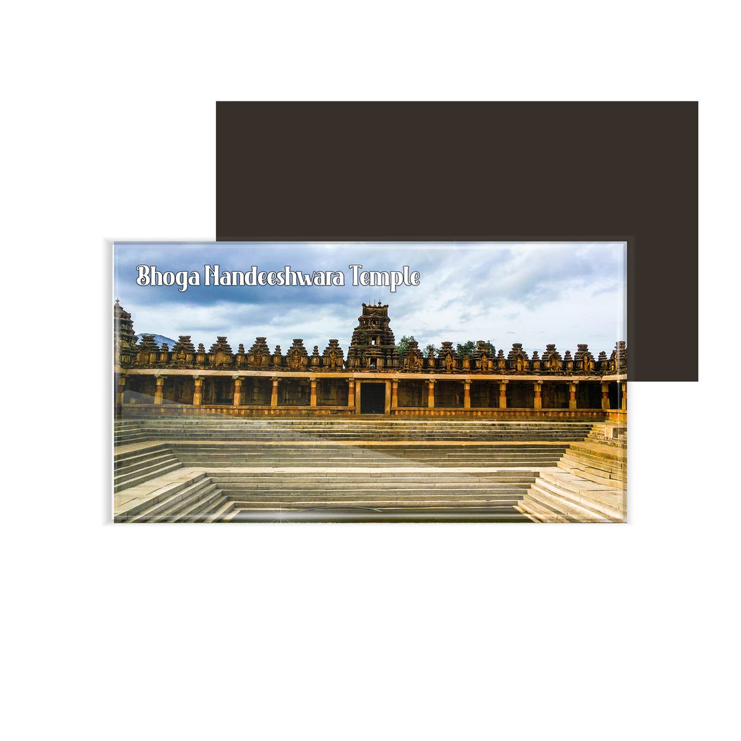 dhcrafts Multicolor Karnataka Bhoga Nandeeshwara Temple Design Rectangular Acrylic Fridge Magnet / Magnetic Card Pack of 1 (8.6cm x 5.4cm)