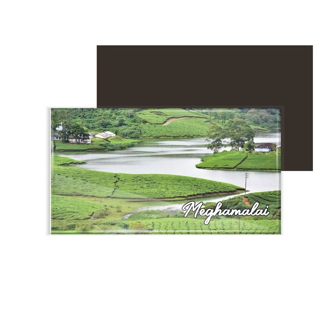 dhcrafts Multicolor Tamil Nadu Meghamalai Design Rectangular Acrylic Fridge Magnet / Magnetic Card Pack of 1 (8.6cm x 5.4cm)