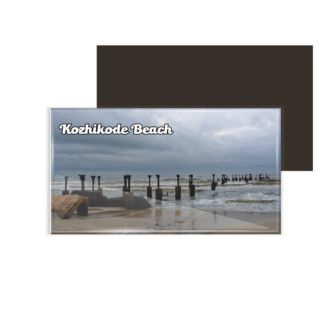 dhcrafts Multicolor Kerala Kozhikode Beach Design Rectangular Acrylic Fridge Magnet / Magnetic Card Pack of 1 (8.6cm x 5.4cm)