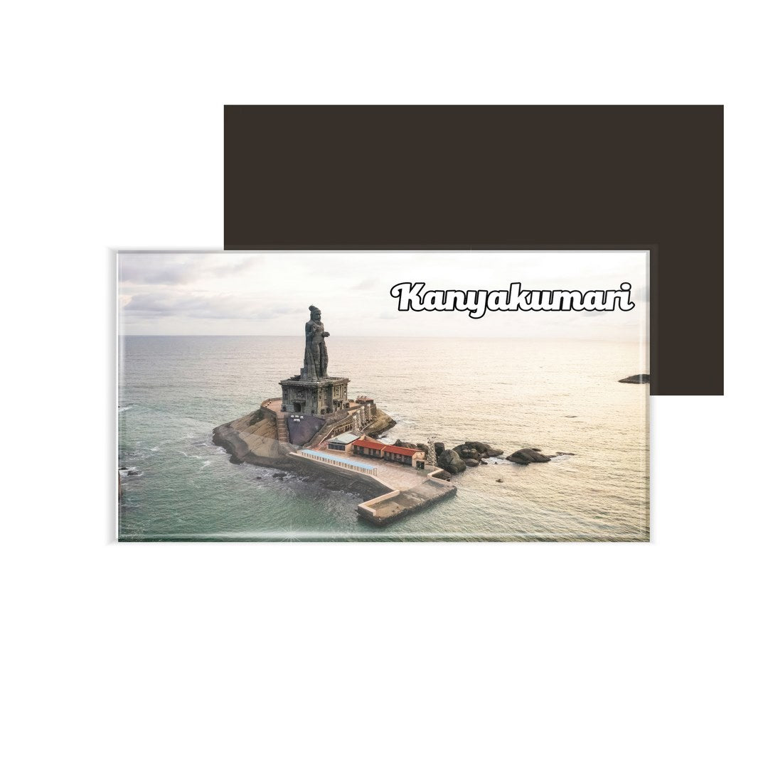 dhcrafts Multicolor Tamil Nadu Kanyakumari Design Rectangular Acrylic Fridge Magnet / Magnetic Card Pack of 1 (8.6cm x 5.4cm)