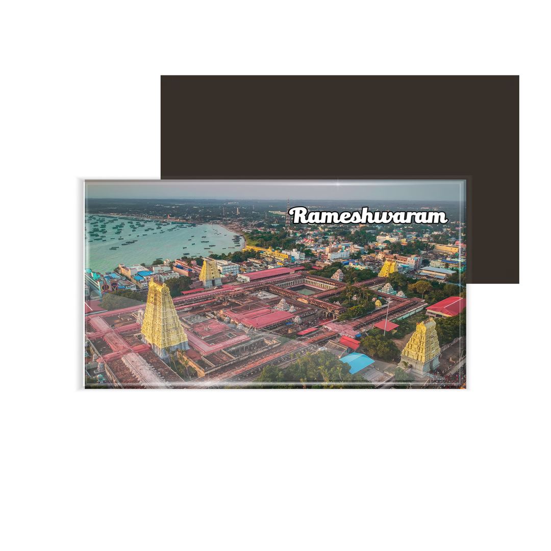 dhcrafts Multicolor Tamil Nadu Rameshwaram Design Rectangular Acrylic Fridge Magnet / Magnetic Card Pack of 1 (8.6cm x 5.4cm)
