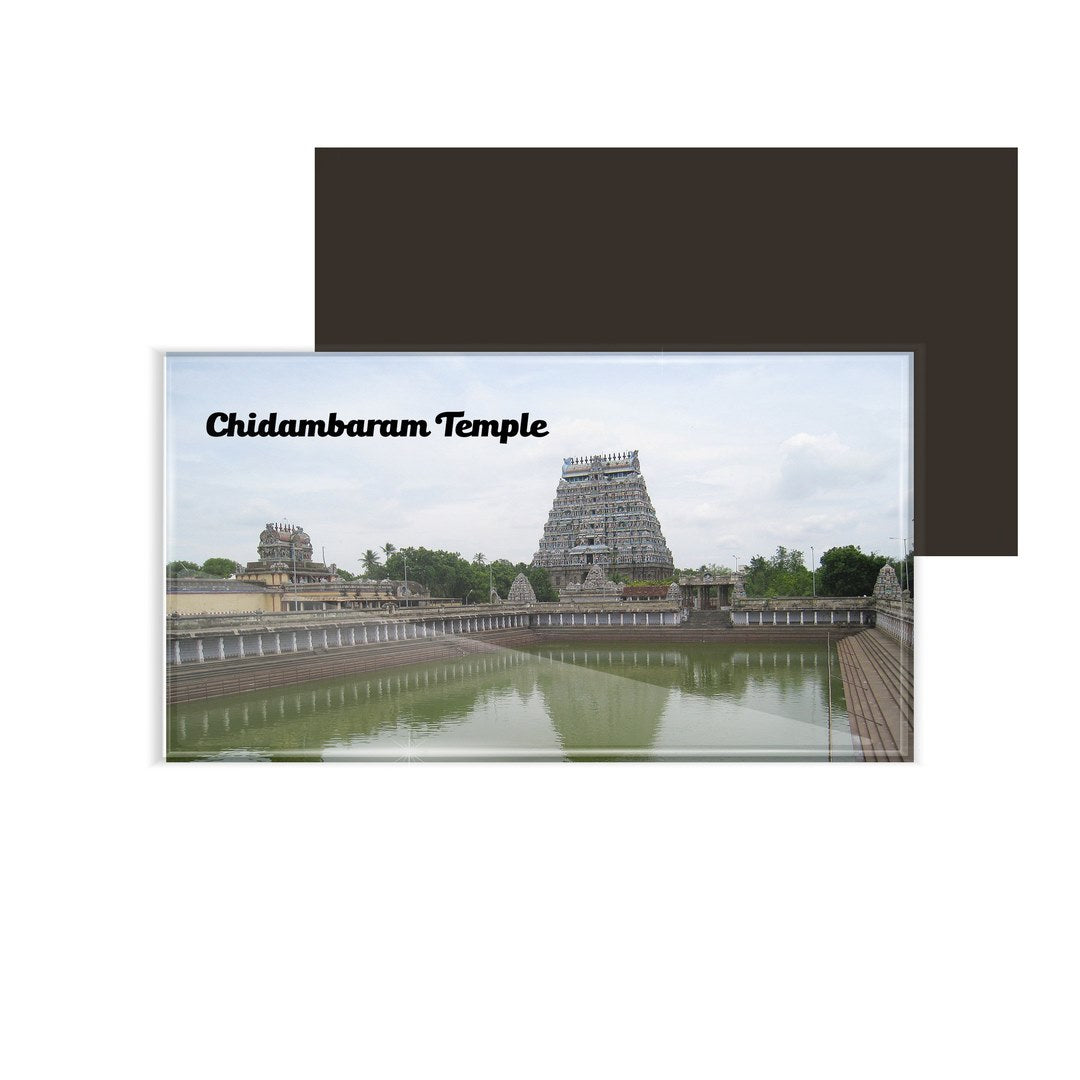 dhcrafts Multicolor Tamil Nadu Chidambaram Temple Design Rectangular Acrylic Fridge Magnet / Magnetic Card Pack of 1 (8.6cm x 5.4cm)