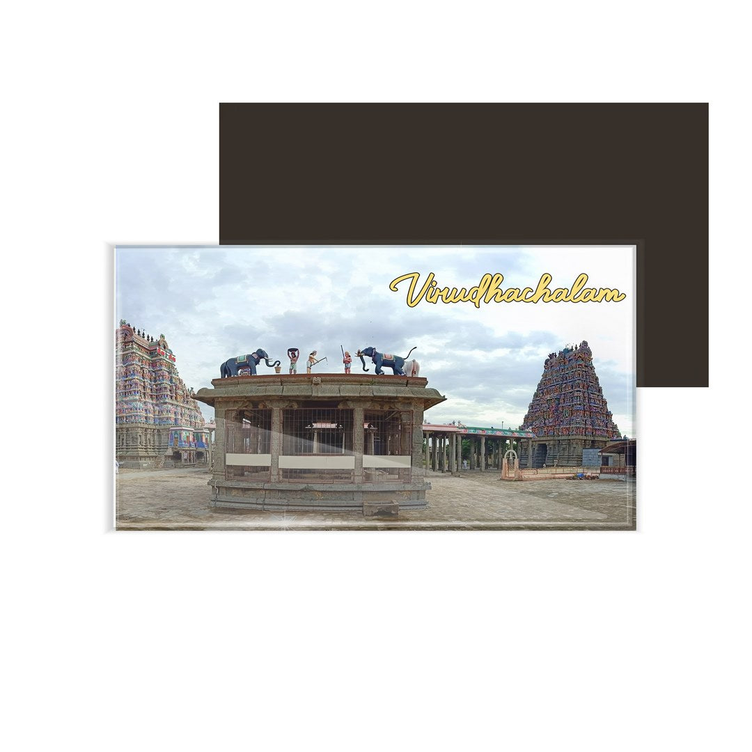 dhcrafts Multicolor Tamil Nadu Virudhachalam Design Rectangular Acrylic Fridge Magnet / Magnetic Card Pack of 1 (8.6cm x 5.4cm)