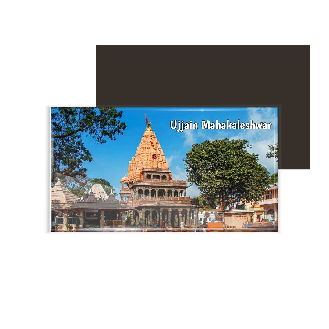dhcrafts Multicolor Madhya Pradesh Ujjain Mahakaleshwar Design Rectangular Acrylic Fridge Magnet / Magnetic Card Pack of 1 (8.6cm x 5.4cm)
