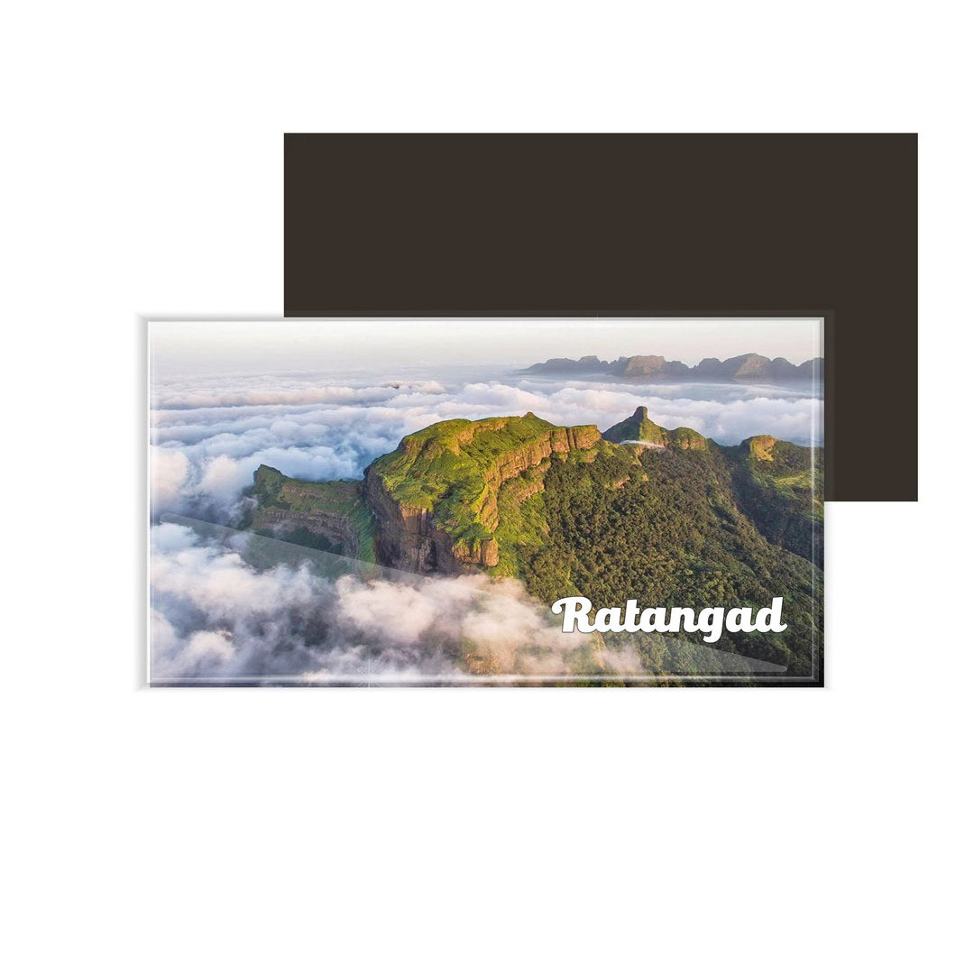 dhcrafts Multicolor Maharashtra Ratangad Design Rectangular Acrylic Fridge Magnet / Magnetic Card Pack of 1 (8.6cm x 5.4cm)