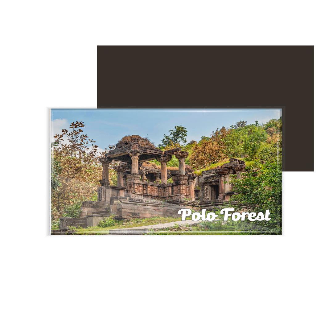 dhcrafts Multicolor Gujarat Polo Forest Design Rectangular Acrylic Fridge Magnet / Magnetic Card Pack of 1 (8.6cm x 5.4cm)