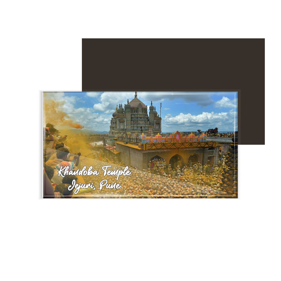 dhcrafts Multicolor Maharashtra Khandoba Temple Jejuri Pune Design Rectangular Acrylic Fridge Magnet / Magnetic Card Pack of 1 (8.6cm x 5.4cm)