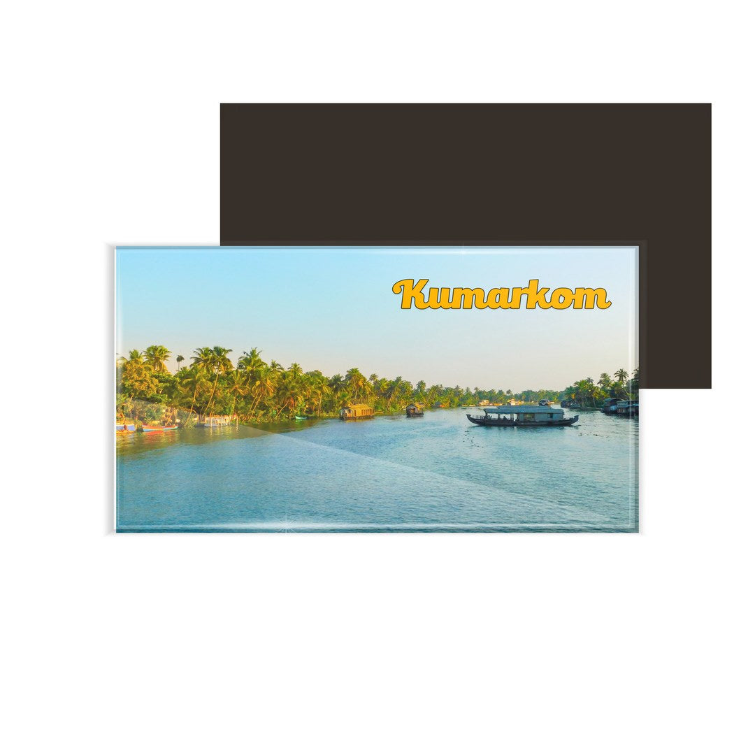 dhcrafts Multicolor Kerala Kumarakom Design Rectangular Acrylic Fridge Magnet / Magnetic Card Pack of 1 (8.6cm x 5.4cm)
