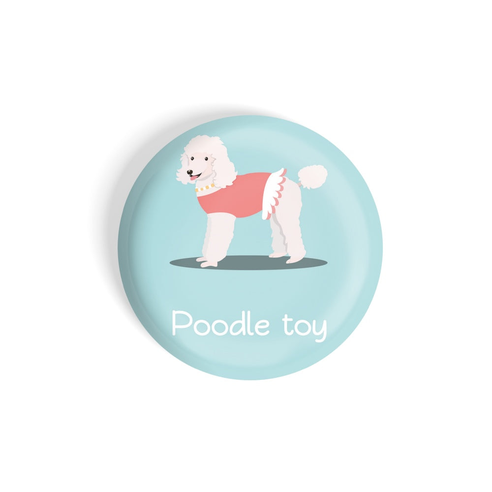 dhcrafts Round Fridge Magnet Blue Color Poddle Toy Pet Dog Glossy Finish Design Pack of 1