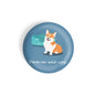 dhcrafts Round Fridge Magnet Blue Color Pembroke Welsh Corgi Pet Dog Glossy Finish Design Pack of 1 (75 mm)