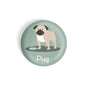 dhcrafts Round Fridge Magnet Green Color Pug Pet Dog Glossy Finish Design Pack of 1 (75 mm)