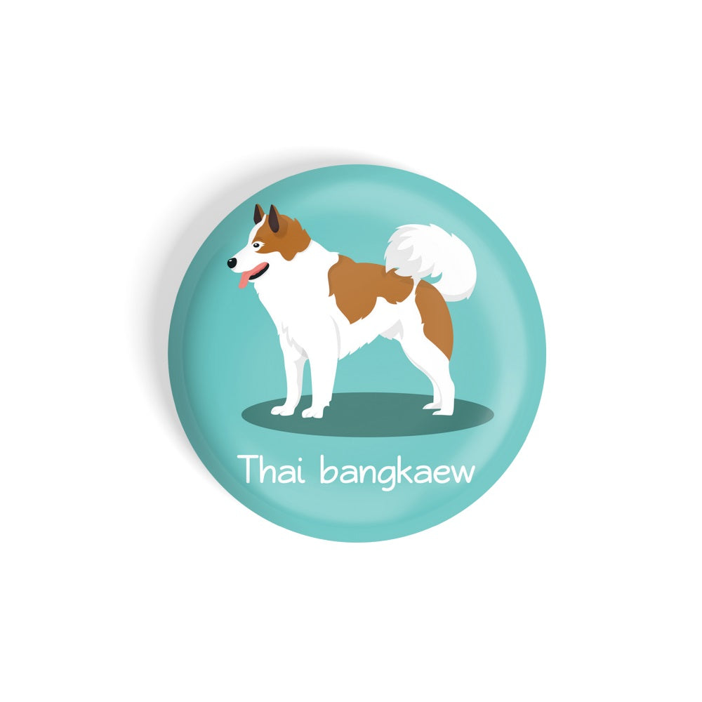 dhcrafts Round Fridge Magnet Blue Color Thai Bangkaew Pet Dog Glossy Finish Design Pack of 1