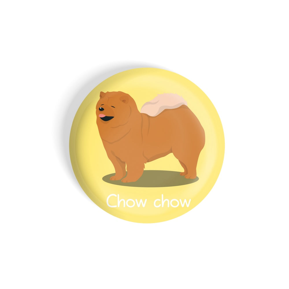 dhcrafts Round Fridge Magnet Yellow Color Chow Chow Pet Dog Glossy Finish Design Pack of 1 (75 mm)
