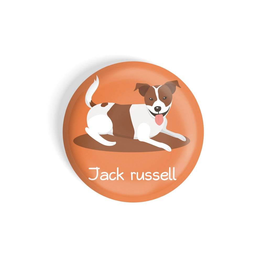 dhcrafts Round Fridge Magnet Orange Color Jack Russel Pet Dog Glossy Finish Design Pack of 1 (58 mm)