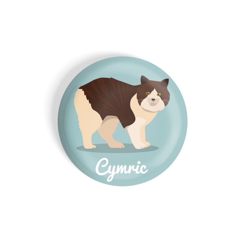 dhcrafts Round Fridge Magnet Blue Color Cymric Pet Cat Glossy Finish Design Pack of 1 (75 mm)