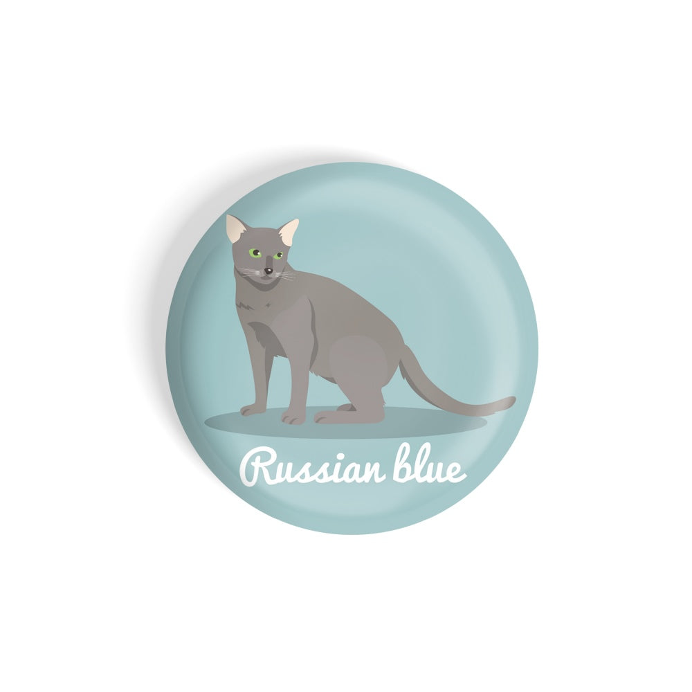 dhcrafts Round Fridge Magnet Blue Color Russian Blue Pet Cat Glossy Finish Design Pack of 1 (58 mm)