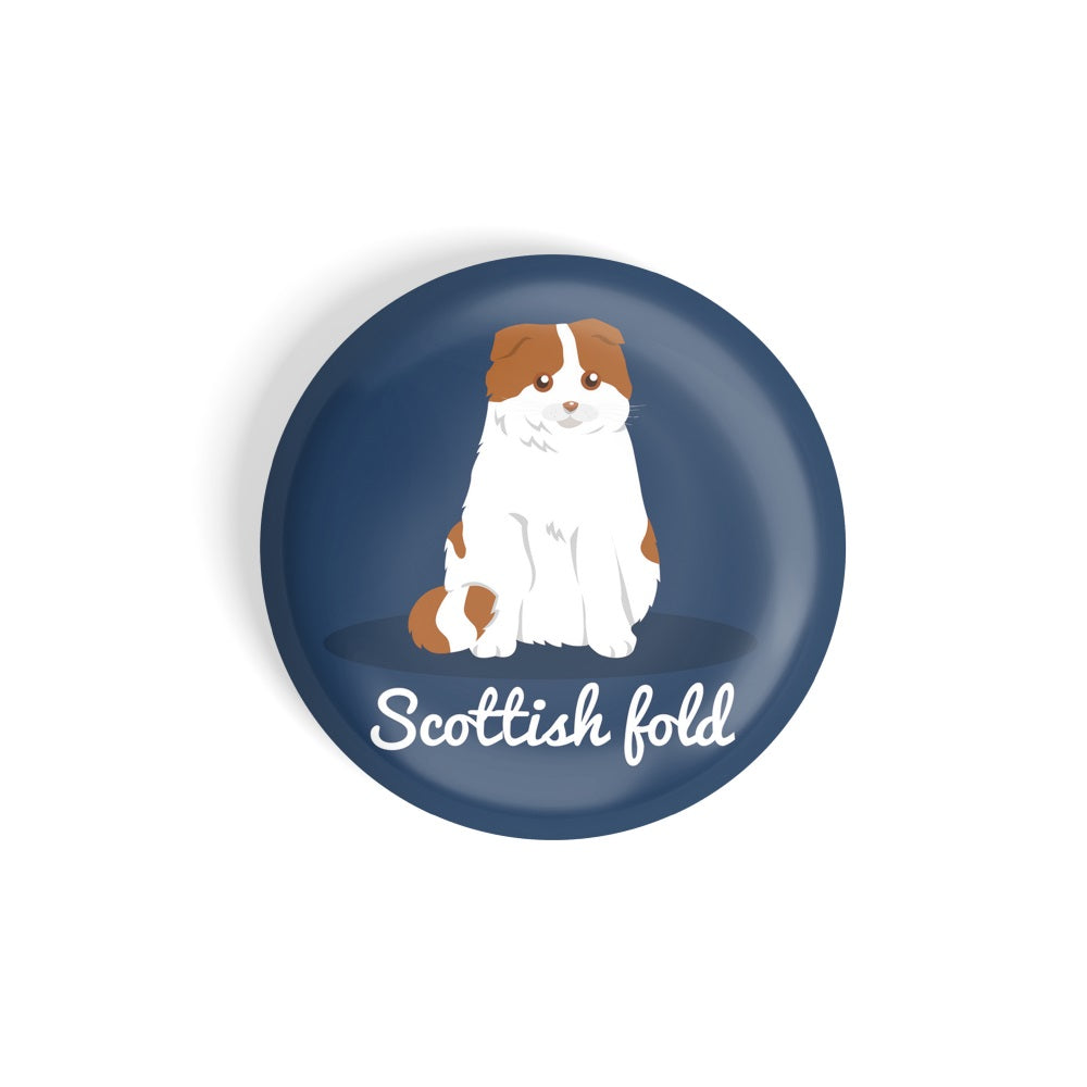 dhcrafts Round Fridge Magnet Blue Color Scottish Fold Pet Cat Glossy Finish Design Pack of 1 (58 mm)