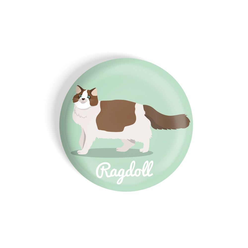dhcrafts Round Fridge Magnet Green Color Ragdoll Pet Cat Glossy Finish Design Pack of 1 (75 mm)