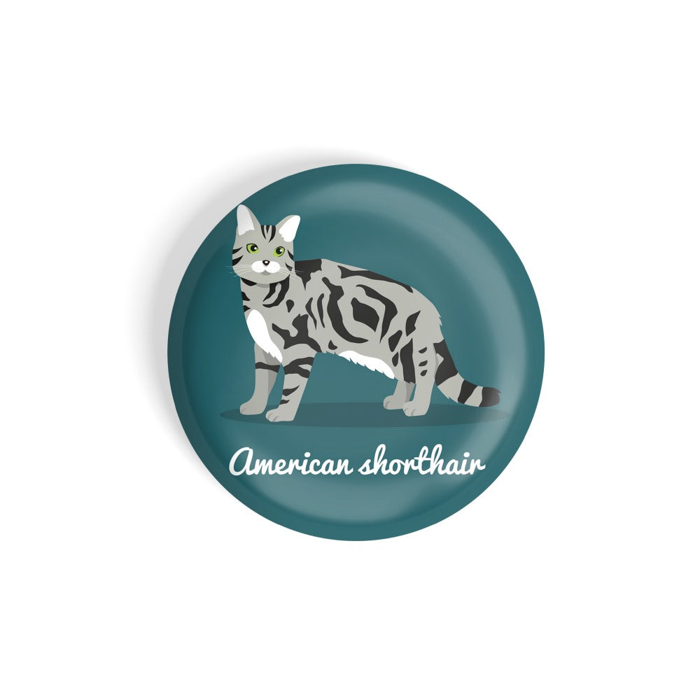 dhcrafts Round Fridge Magnet Green Color American Shorthair Pet Cat Glossy Finish Design Pack of 1 (75 mm)