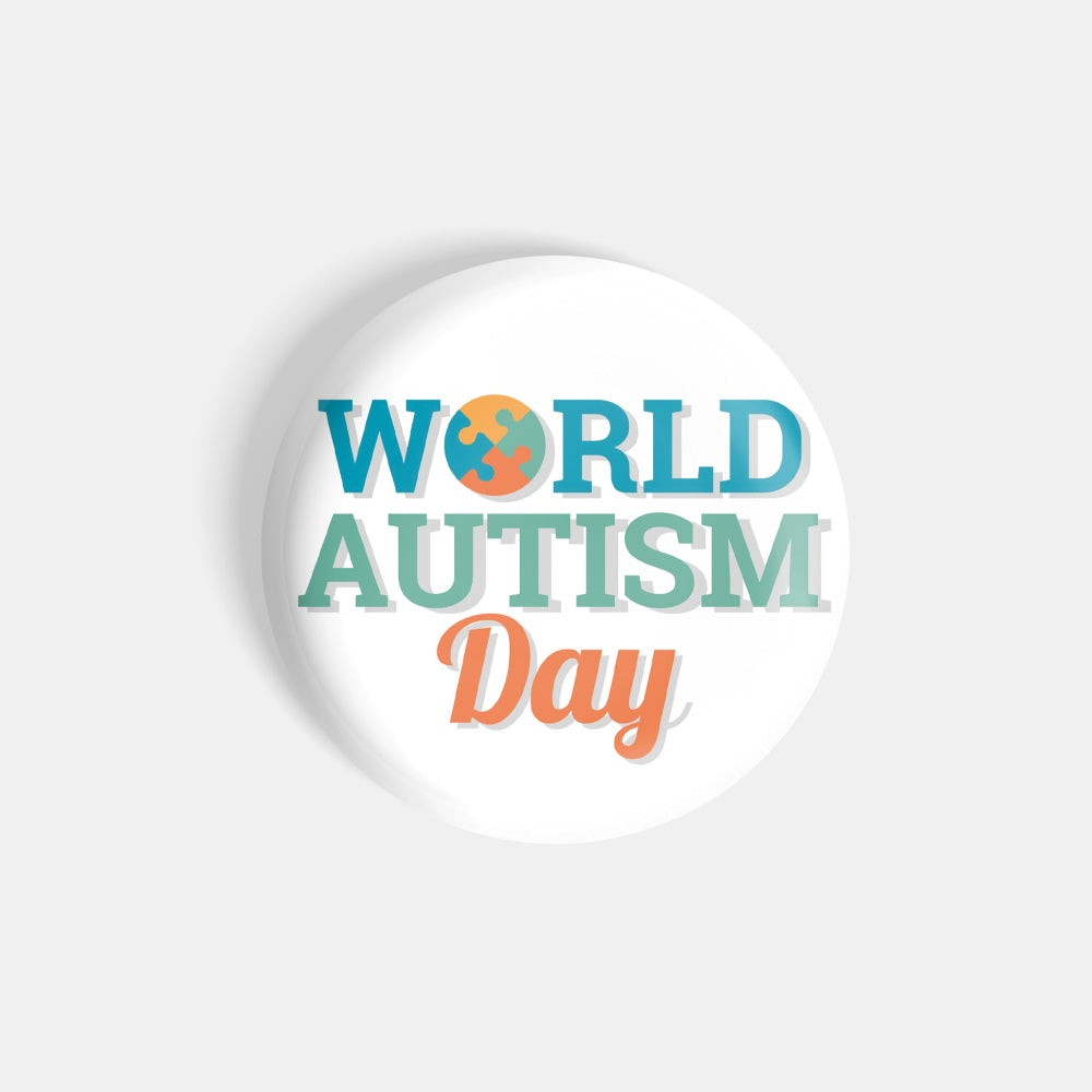 dhcrafts Round Fridge Magnet White Color World autism Day D2 Glossy Finish Design Pack of 1 (75 mm)