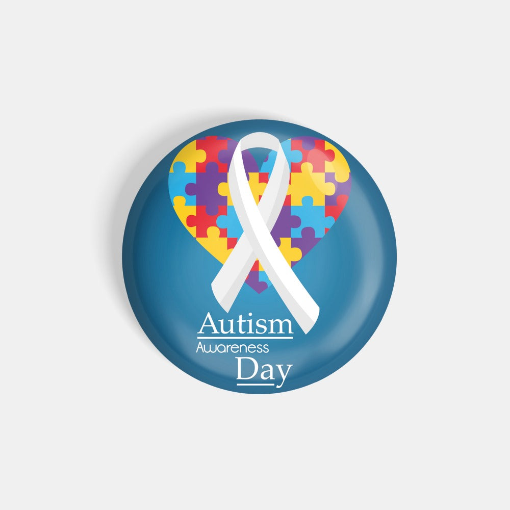 dhcrafts Round Fridge Magnet Blue Color Autism Awareness Day D5 Glossy Finish Design Pack of 1 (75 mm)