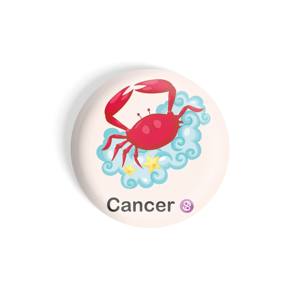 dhcrafts Round Fridge Magnet Pink Color Cute Zodiac Sign Cancer D3 Glossy Finish Design Pack of 1 (75 mm)
