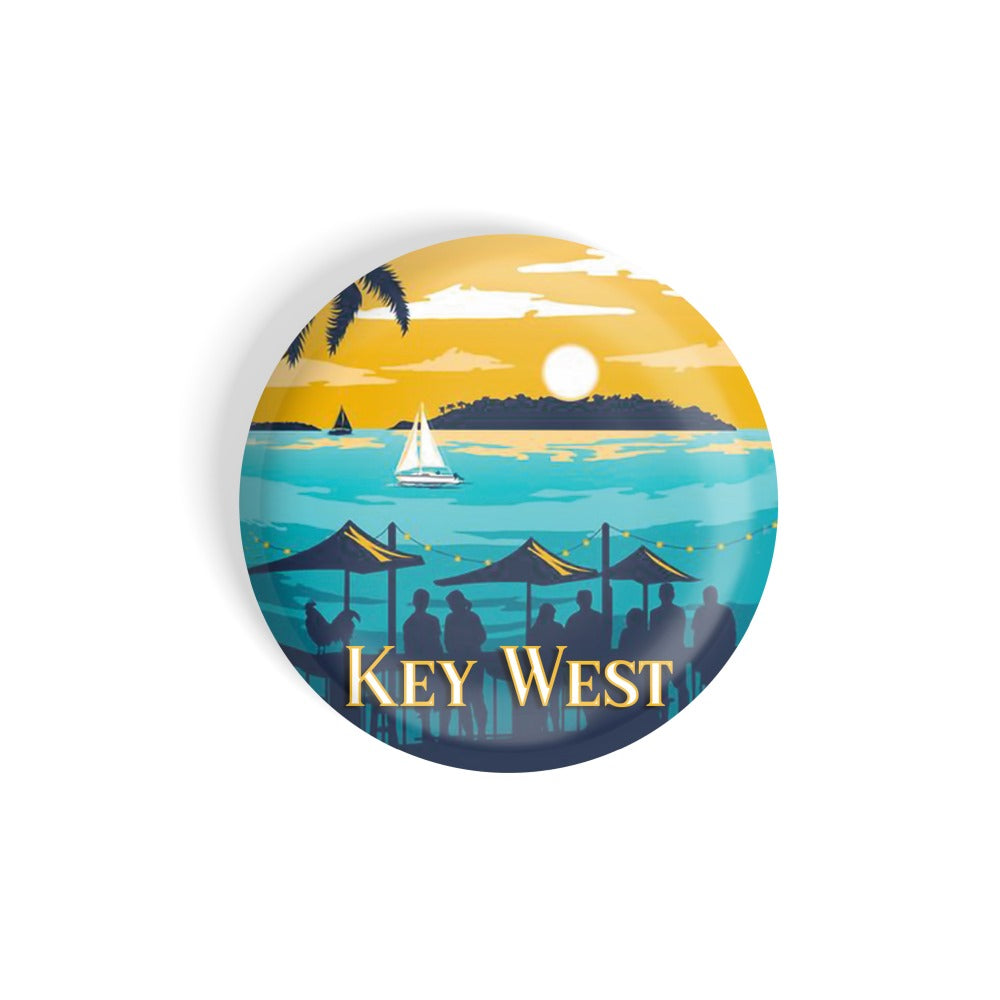 dhcrafts Round Fridge Magnet Multicolor Key West D1 Glossy Finish Design Pack of 1 (75 mm)