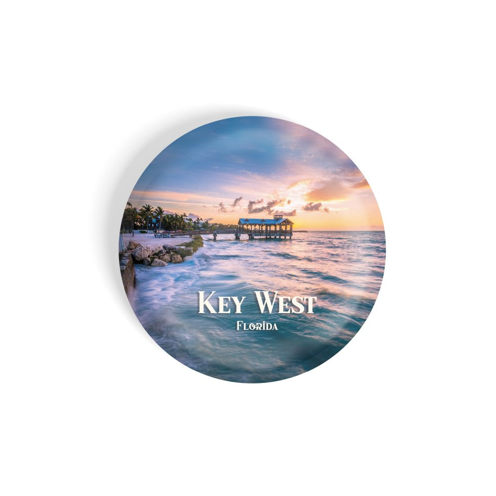 dhcrafts Round Fridge Magnet Multicolor Key West D2 Glossy Finish Design Pack of 1