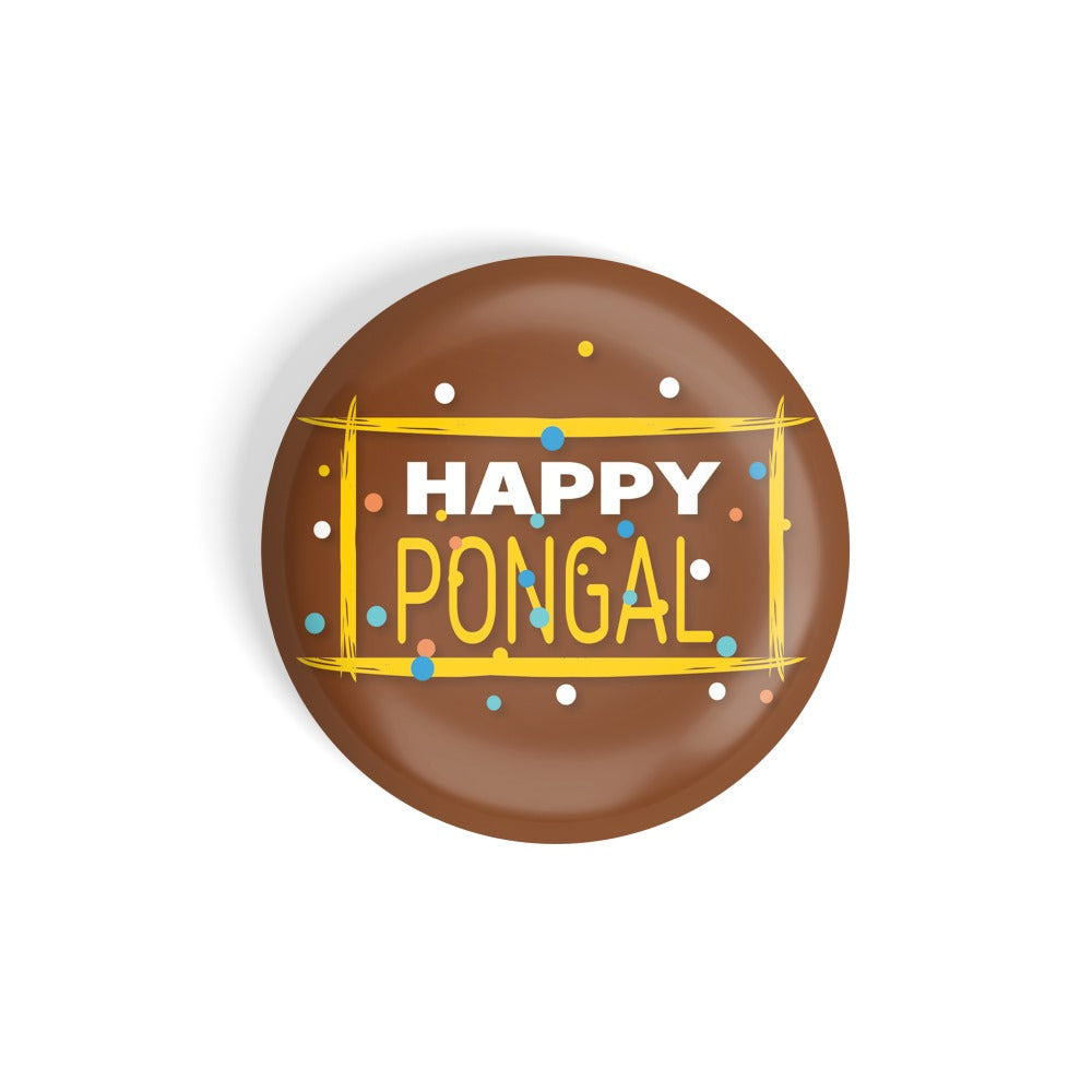 dhcrafts Round Fridge Magnet Brown Pongal D4 Glossy Finish Design Pack of 1 (75 mm)