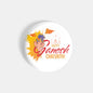 dhcrafts Round Fridge Magnet White Ganesha Chaturthi D3 Glossy Finish Design Pack of 1 (58 mm)