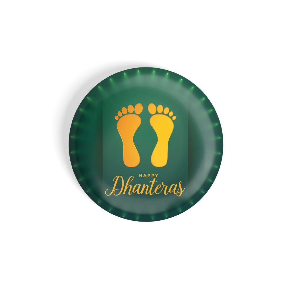 dhcrafts Round Fridge Magnet Green Dhanteras Glossy Finish Design Pack of 1