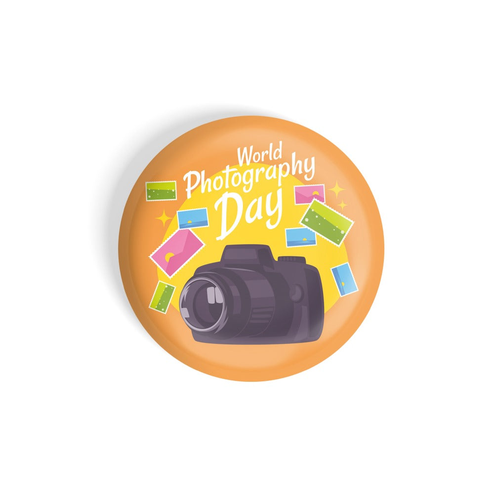 dhcrafts Round Fridge Magnet Orange World Photograpphy Day D1 Glossy Finish Design Pack of 1 (58 mm)